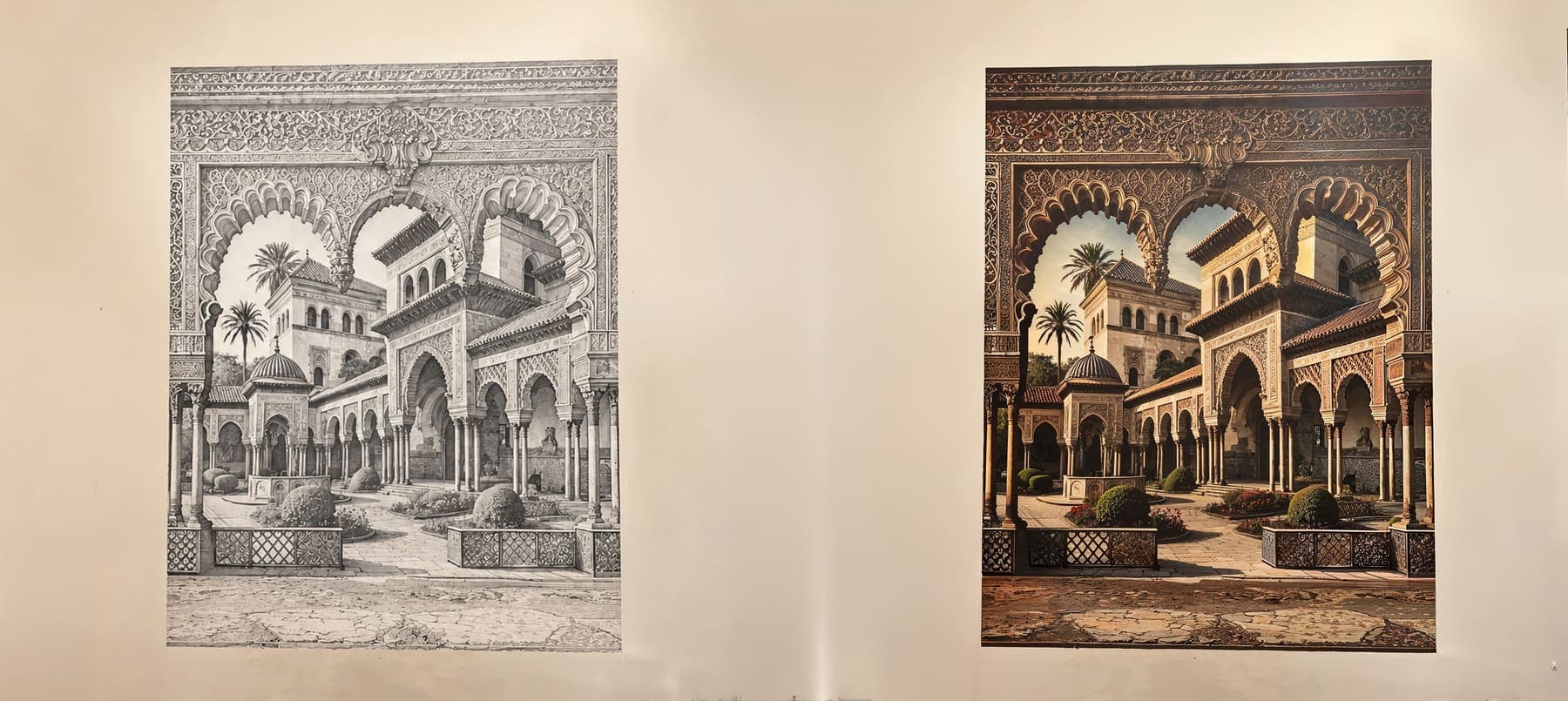 From pencil sketch to full-colour wall art — printed on-site in Saudi Arabia